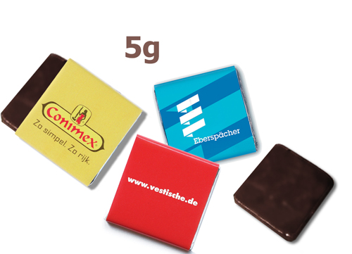 Werbeartikel Schokoladentäfelchen mit Werbeaufdruck, 5g