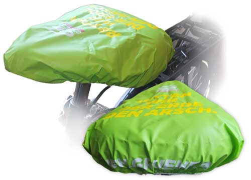 Werbeartikel Fahrrad-Sattelbezug ohne Naht, recycled PVC