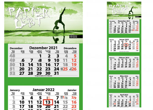 Werbeartikel 5-Monats-Kalender Quintus-leicht-Plus, Druck CMYK