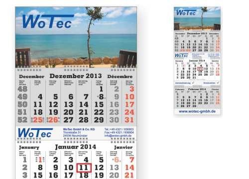 Werbeartikel 3-Monatskalender Tres-Ringwire
