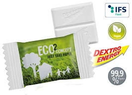 Werbeartikel  Dextro Energxy im Papierflowpack